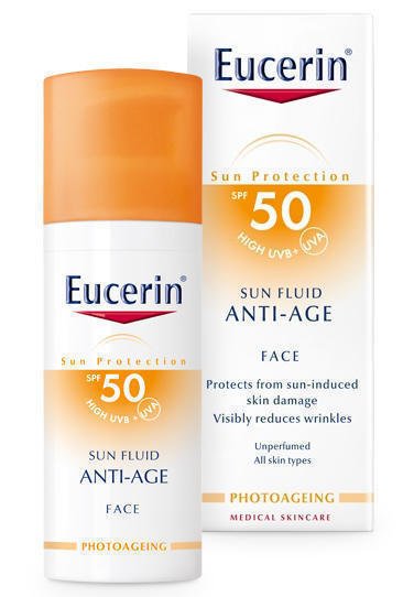 Солнцезащитный антивозрастной флюид Sun Protection SPF50 от Eucerin 