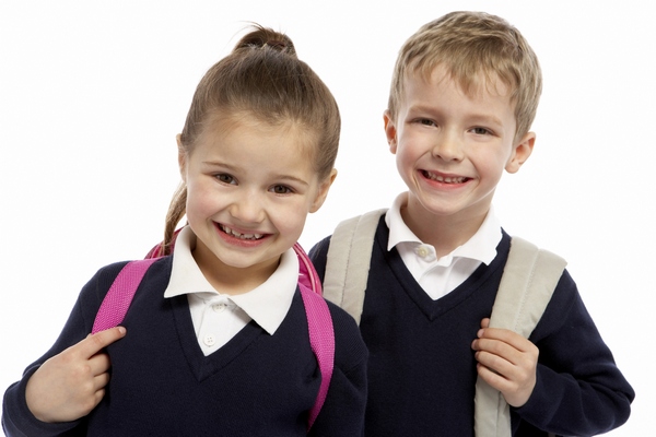 Children dressed in school uniforms