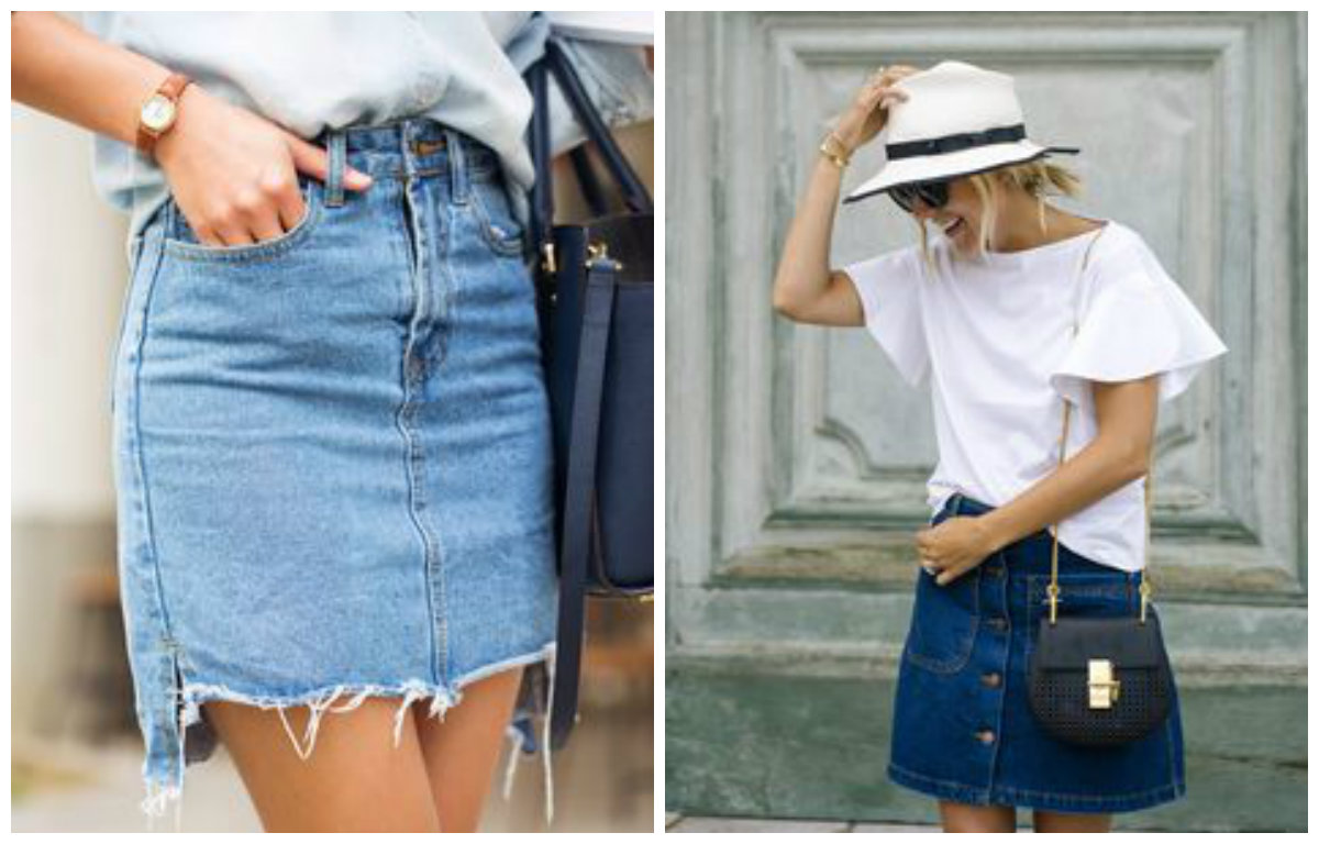 Как носить джинсовую юбку летом