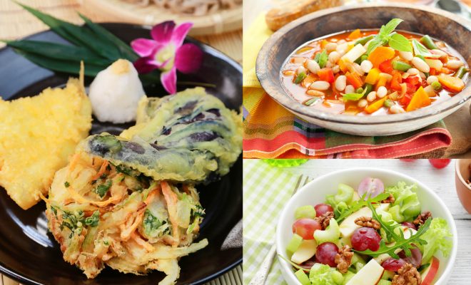 3 блюда с историей: овощи темпура, вальдорфский салат, минестроне