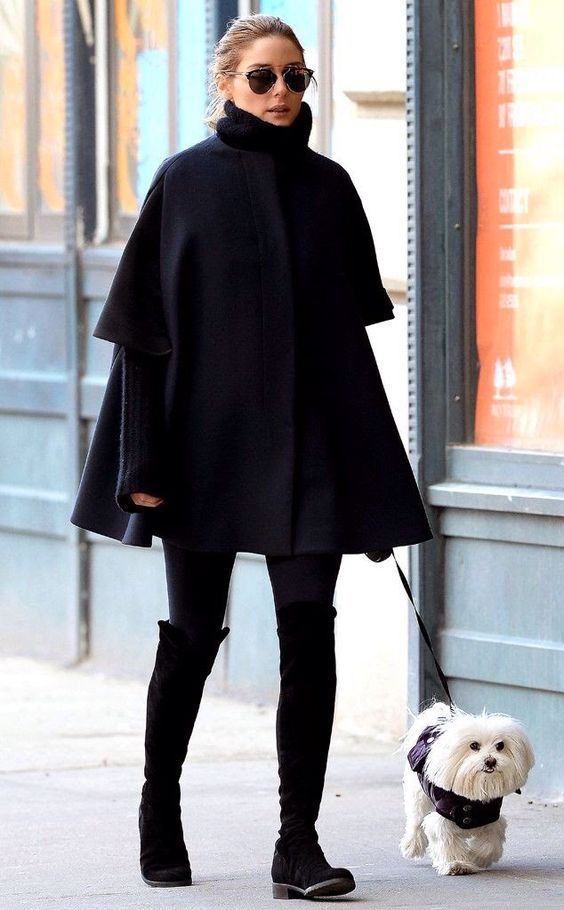 черное пальто женское