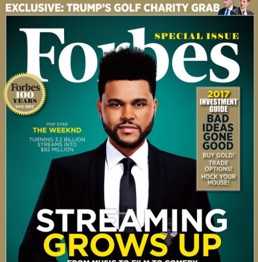 Артист The Weeknd - перелік Forbes