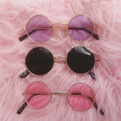 круглые розовые очки