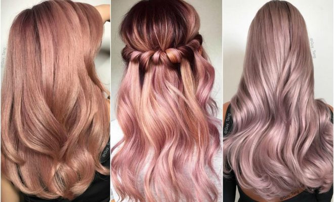 Фарбування волосся у колір рожевого золота
