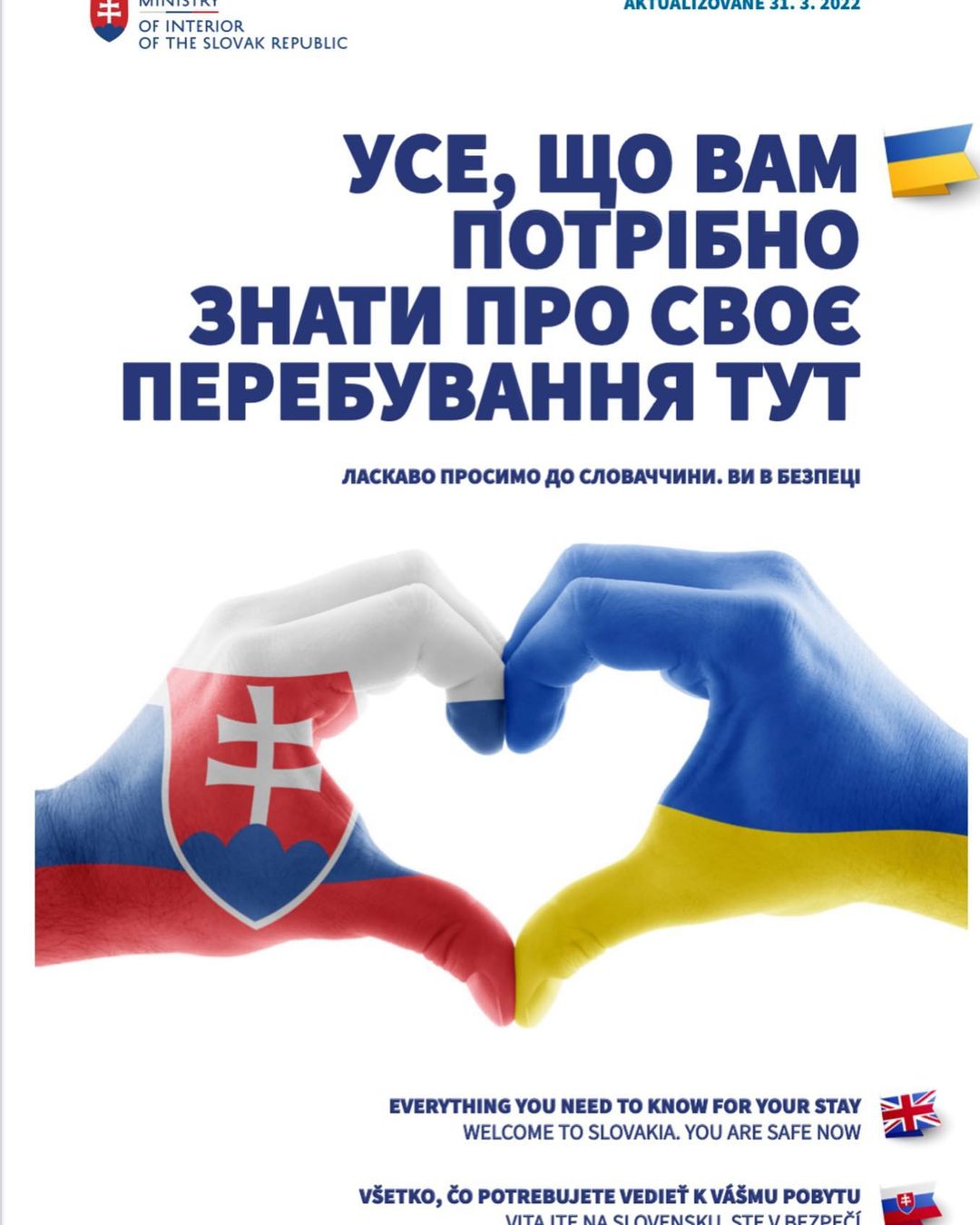 Руки біля прапорів Словаччини та України